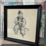 A31. Framed clown sketch attributed to Don Freeman. 